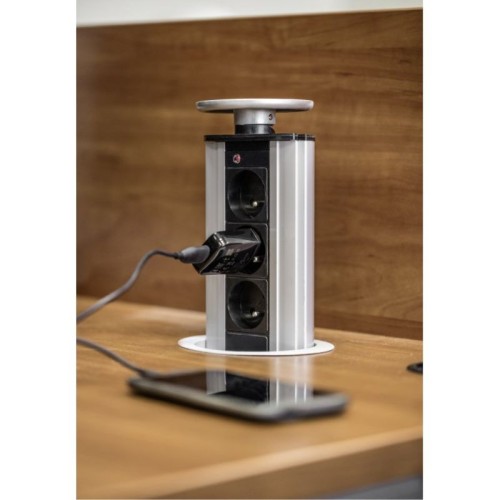 ENCHUFE P/MUEBLE EMPOTRADO VERTIKAL D.100 NEGRO AE-BPW3GU-20 GTV 2